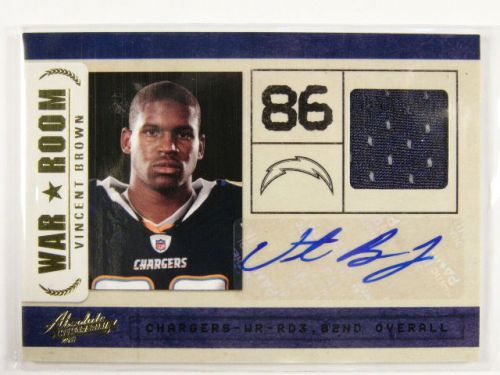 2011 absolute war room vincent brown auto jersey rookie #d33/49